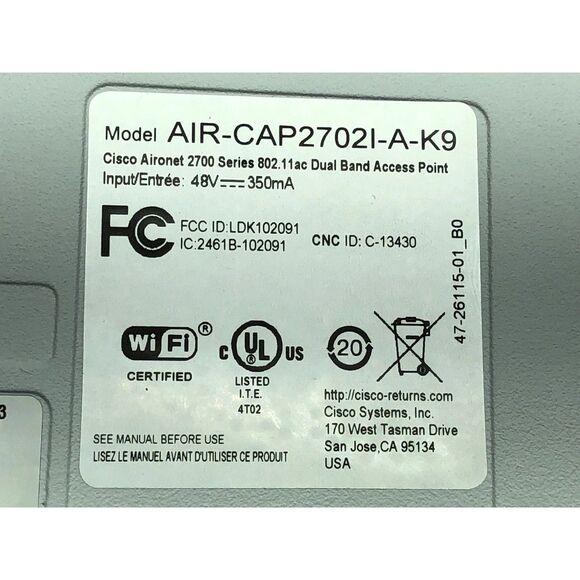 Cisco AIR-CAP2702I-A-K9 Aironet 2702i Wireless Access Point - Picture 2 of 3